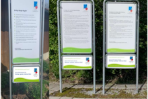 Schilder am Abschlag 1